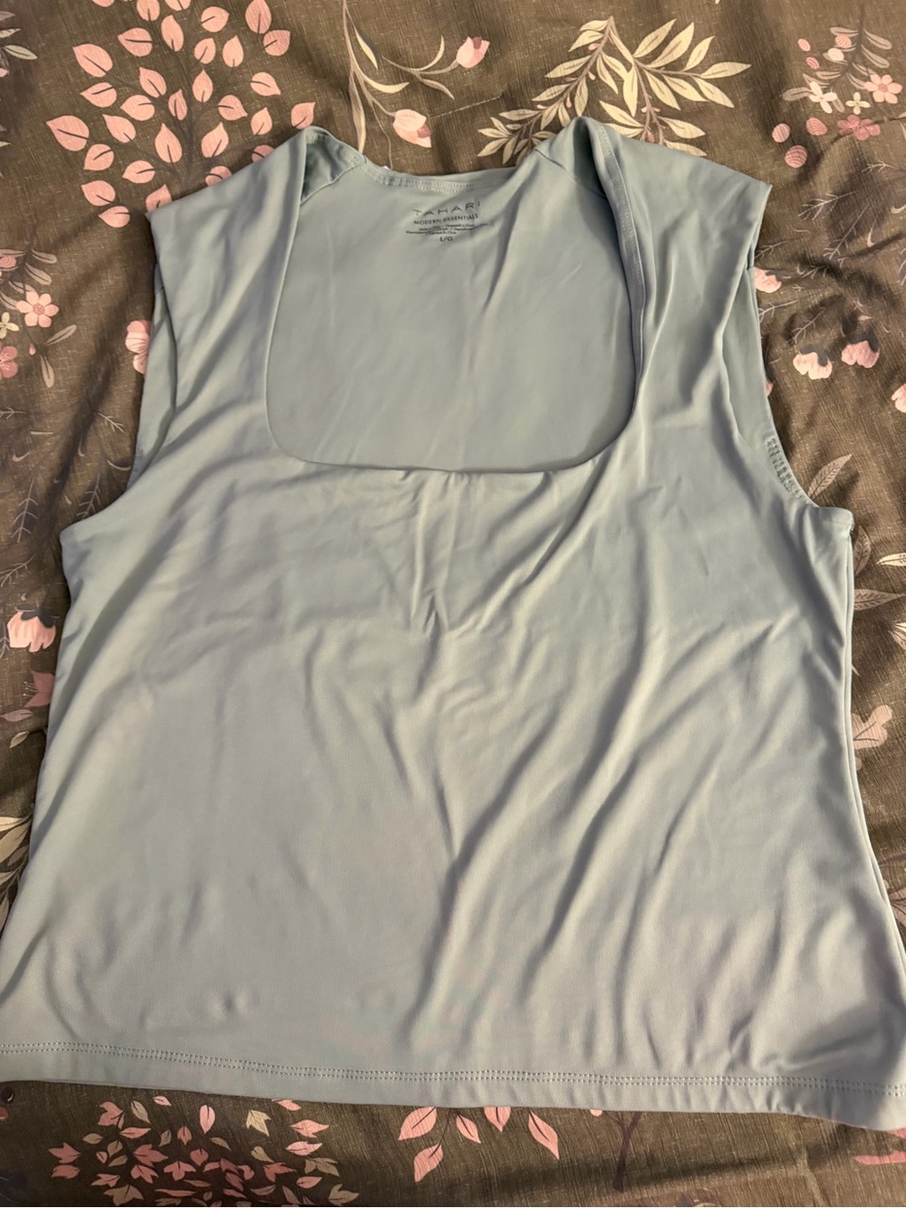 Tahari Light green Square Neck Tank Top